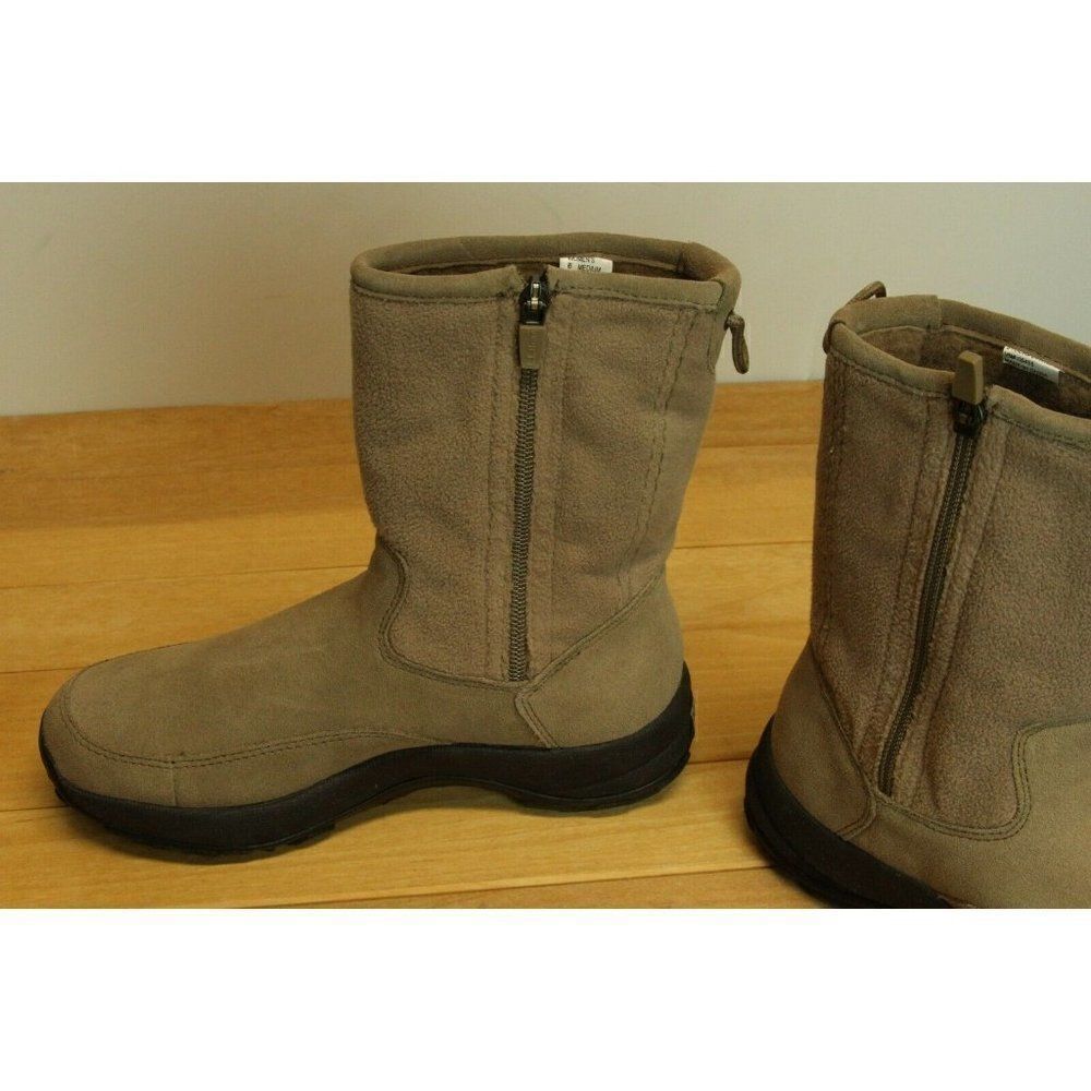 LL Bean Fleece Lined Suede Boots Tan leather Womens 6